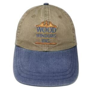 KC Caps Baseball Cap Hat Beige Blue OS Wood Windows Inc Embroidered Adjustable